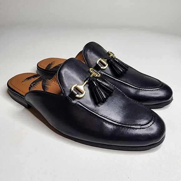 Walk London Terry Slip On Tassel Loafers Black Men's Size 9 - Picture 1 of 8